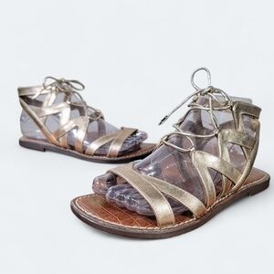 Sam Edelman Gemma Gold Strappy Sandals Size 6 Gladiator Metallic Casual Summer